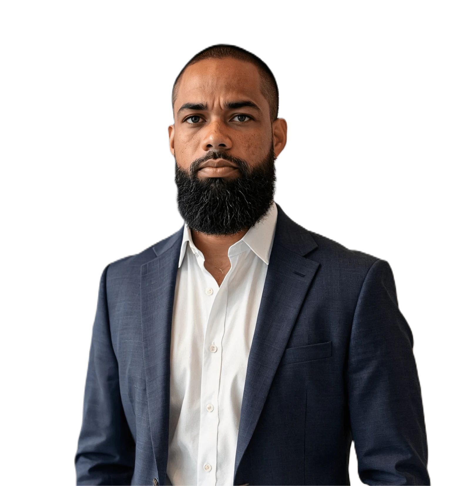 Portrait of Sean Paul in a navy blazer.